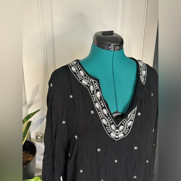 Coral Bay women’s 2X beach tunic 100% viscose rayon black - Picture 3 of 8